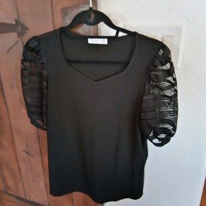 v neck black blouse